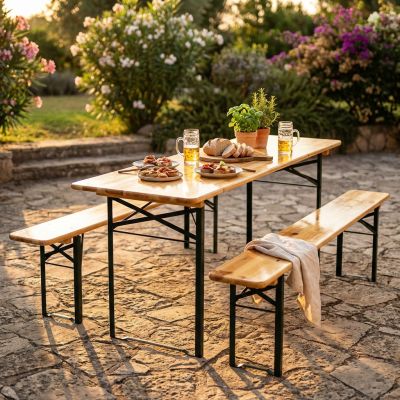 Set birreria con tavolo e due panche 200 x 70 cm