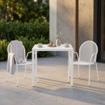INDEX - set tavolo in metallo cm 80 x 80 x 73h con 2 poltrone Maris