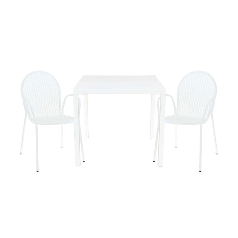 INDEX - set tavolo in metallo cm 80 x 80 x 73h con 2 poltrone Maris
