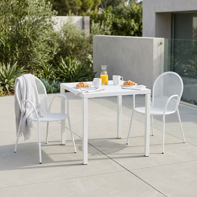 INDEX - set tavolo in metallo cm 80 x 80 x 73h con 2 poltrone Maris