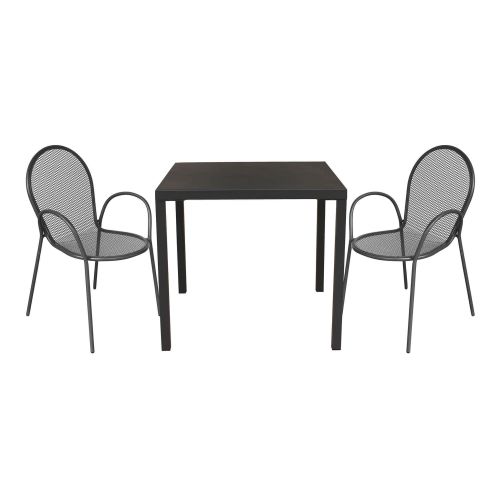 INDEX - set tavolo in alluminio cm 80 x 80 x 73h con 2 poltrone Maris
