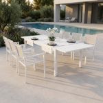 DEXTER - set tavolo in alluminio cm 200/300 x 100 x 74 h con 6 poltrone Venus