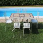VENTUS - set tavolo in ferro cm 160 x 90 x 74 h con 6 sedie Ventus