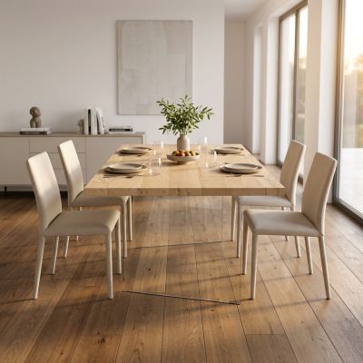 ANSON - tavolo da pranzo moderno in vetro rovere impiallacciato