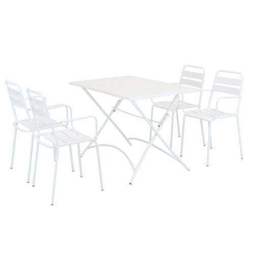 ROMANUS - set tavolo in metallo cm 110 x 70 x 72 h con 4 poltrone Romanus