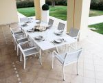 SPLENDOR - set tavolo in alluminio cm 200/300 x 110 x 75 h con 6 poltrone Splendor