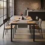 BERNARD - tavolo da pranzo moderno allungabile in acciaio e rovere da 140 x 80