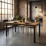 BERNARD - tavolo da pranzo moderno allungabile in acciaio e rovere da 160 x 90