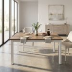 BLAKE - tavolo da pranzo moderno allungabile in acciaio e legno da 110 x70