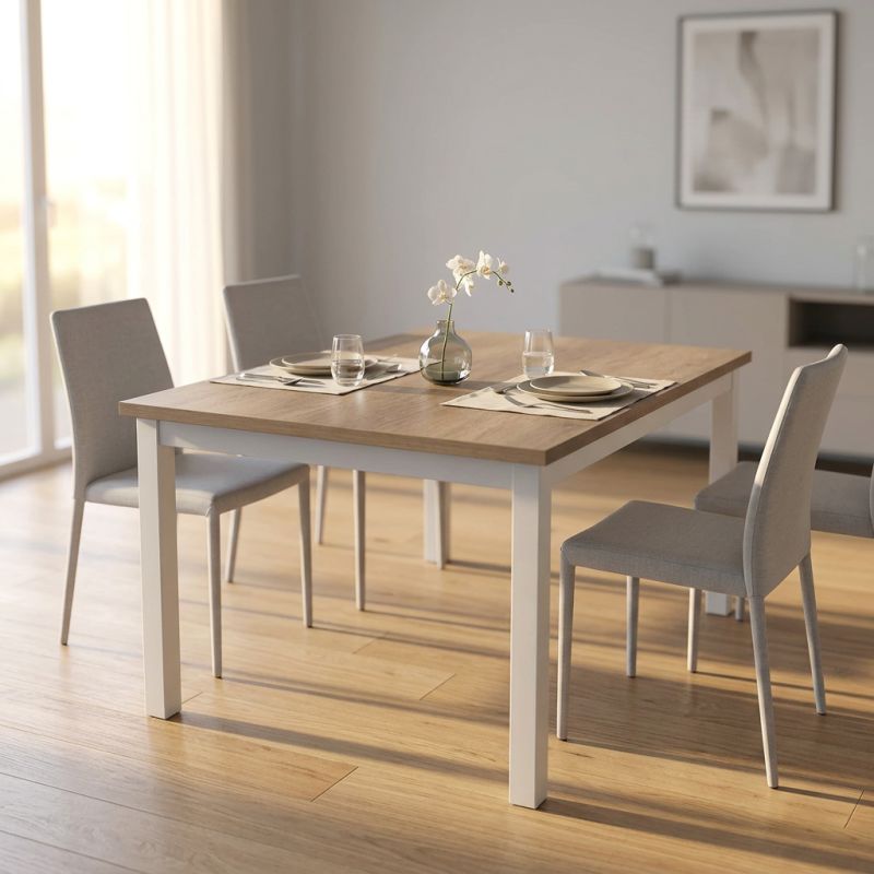 BLAKE - tavolo da pranzo moderno allungabile in acciaio e legno da 110 x70