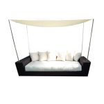 DOMINIS - divano da giardino completo di cuscini e parasole intreccio in rattan sintetico