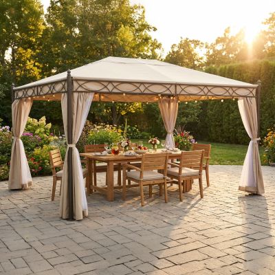 FORES - gazebo da giardino in acciaio completo di pareti