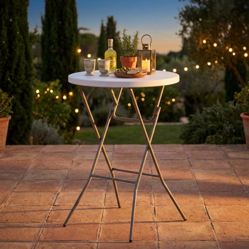 CATE - tavolo catering rotondo in acciaio e abs