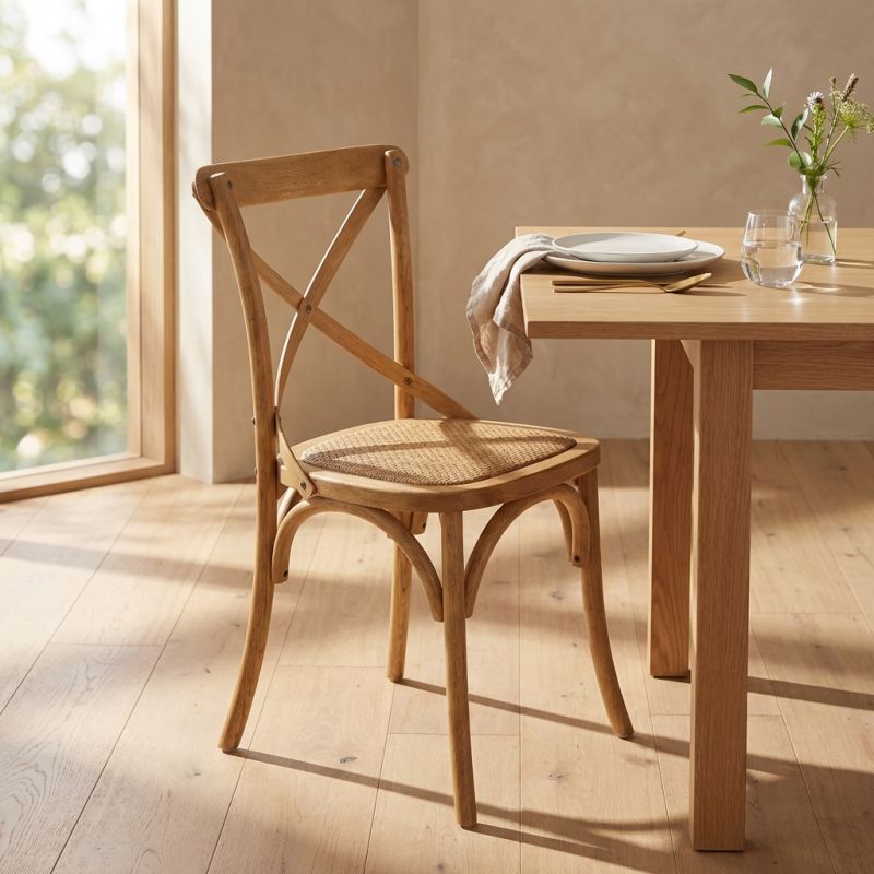 ABBY - sedia moderna in legno con seduta in paglia