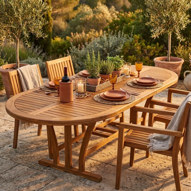 GENIUS - tavolo da giardino allungabile in legno massiccio di acacia
