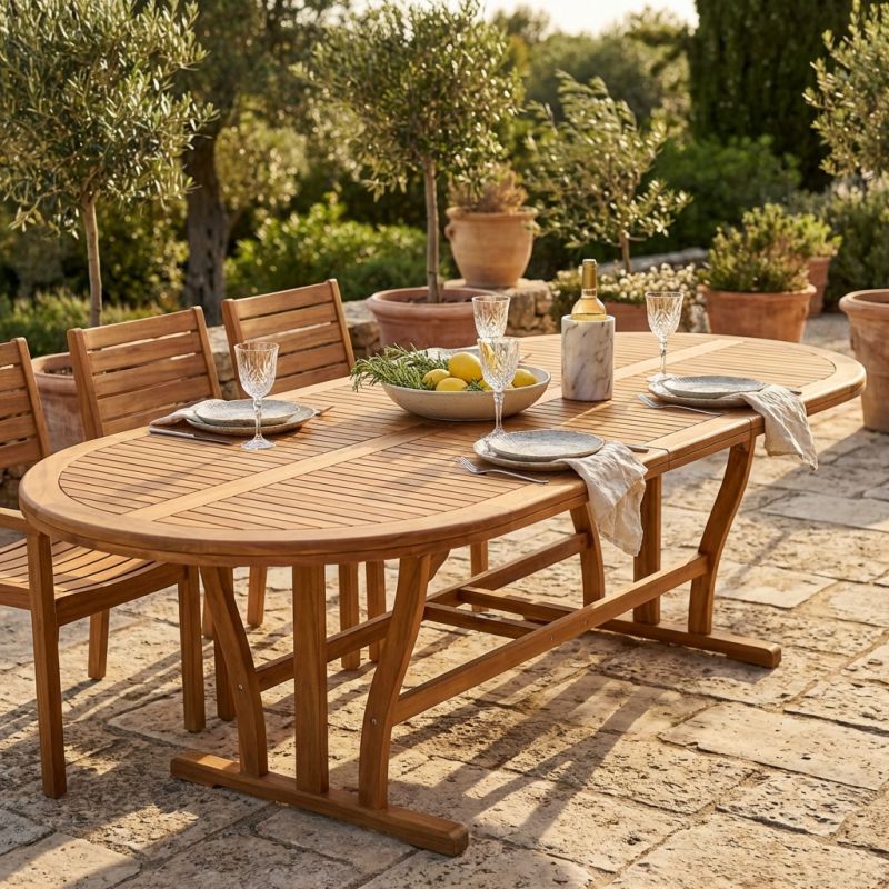GENIUS - tavolo da giardino allungabile in legno massiccio di acacia