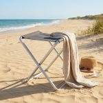 sgabello da spiaggia e campeggio pieghevole alluminio textilene cm 40 x 39 x 46 h color grigio