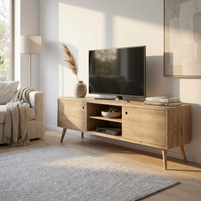 BRODY - mobile porta tv moderno in abete spazzolato naturale