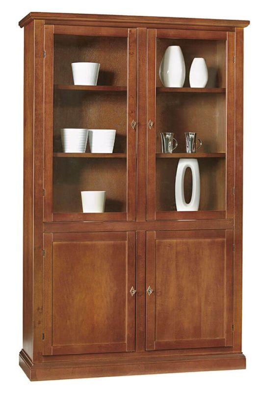 DANIELLE - mobile con vetrina in legno massello cm 120 x 41 x 187 h