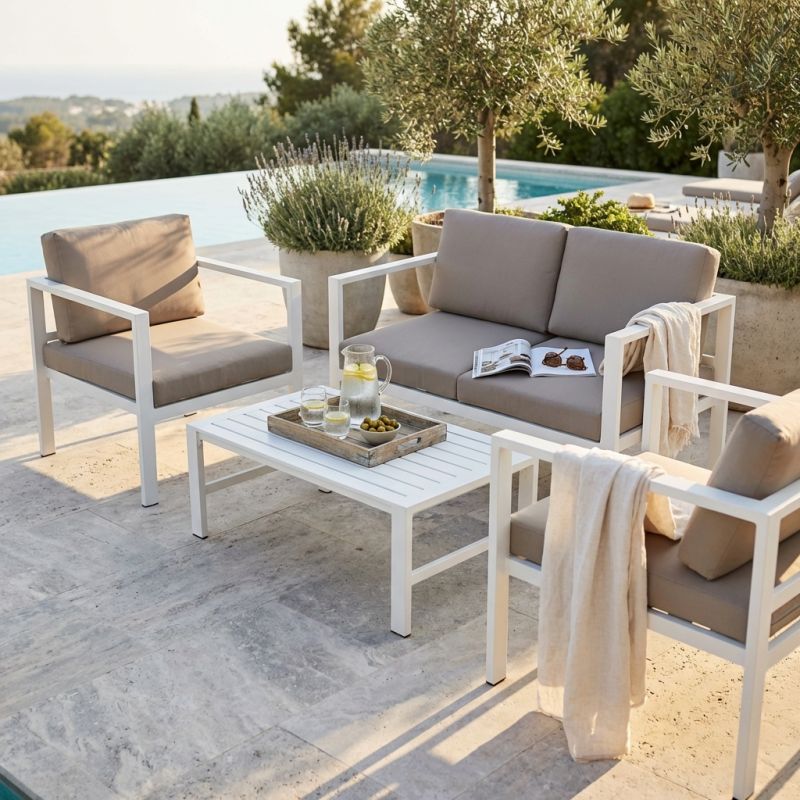 AULUS - salotto da giardino in alluminio 4 posti