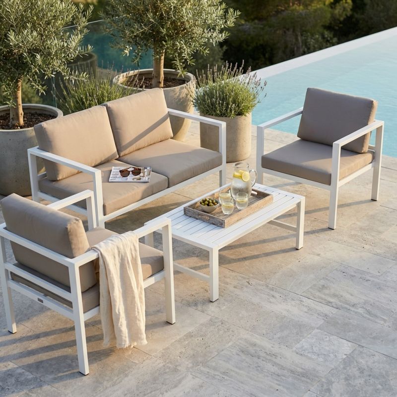 AULUS - salotto da giardino in alluminio 4 posti