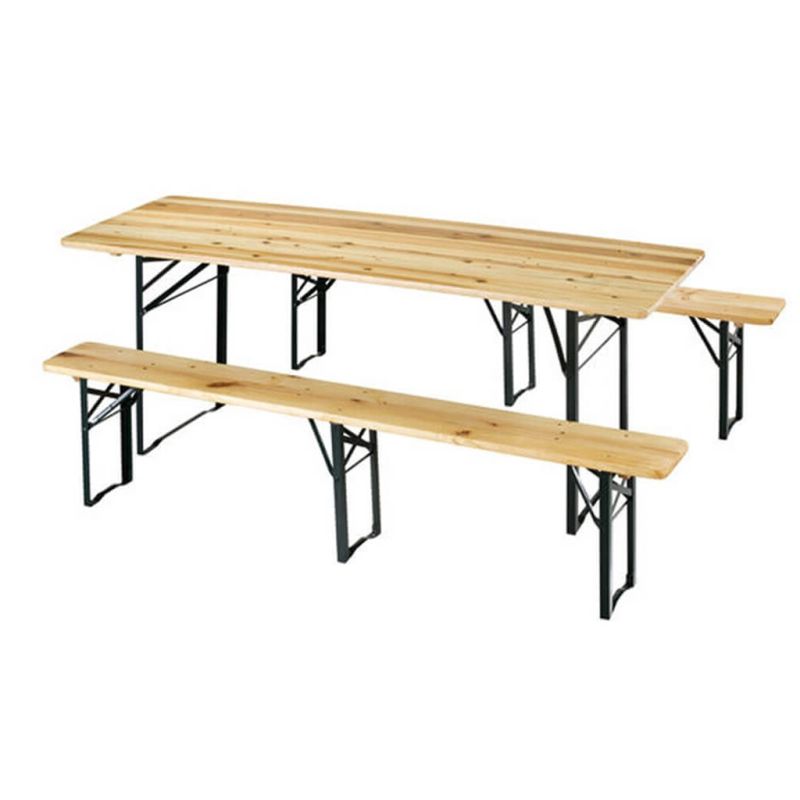 Set birreria con tavolo e due panche a tre gambe