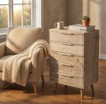 ANGELINE - mobiletto 5 cassetti in paulownia e mdf industrial