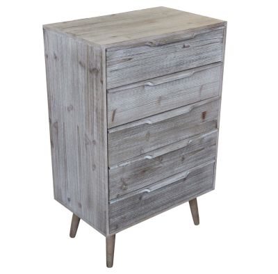 ANGELINE - mobiletto 5 cassetti in paulownia e mdf industrial