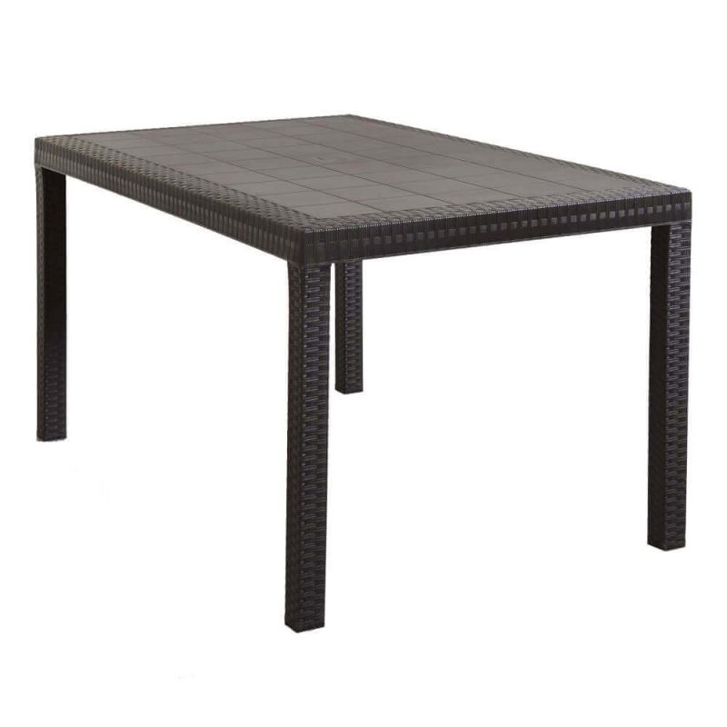 CALIGOLA - set tavolo inresina effetto rattan cm 150 x 90 x 74 h con 6 poltrone Alma