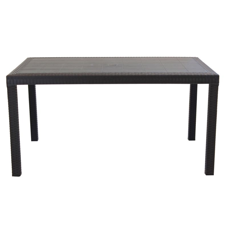 CALIGOLA - set tavolo inresina effetto rattan cm 150 x 90 x 74 h con 6 poltrone Alma
