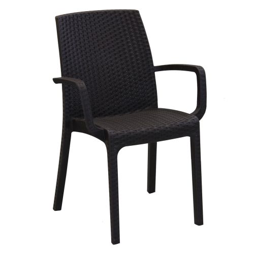 CALIGOLA - set tavolo inresina effetto rattan cm 150 x 90 x 74 h con 6 poltrone Alma