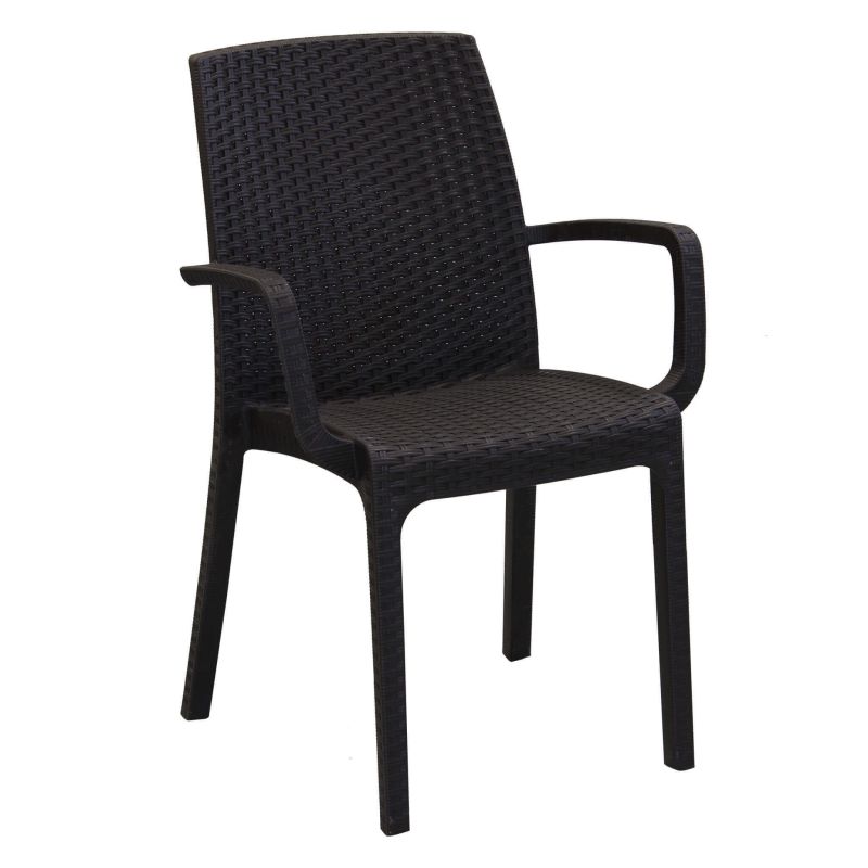 CALIGOLA - set tavolo inresina effetto rattan cm 150 x 90 x 74 h con 6 poltrone Alma