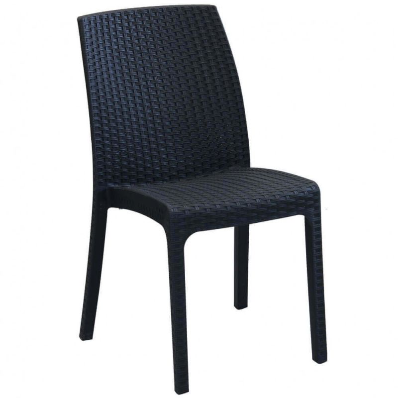 CALIGOLA - set tavolo in resina effetto rattan cm 150 x 90 x 74 h con 4 sedie Alma
