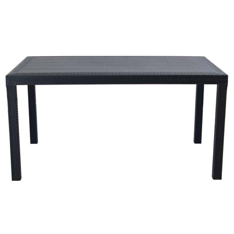 CALIGOLA - set tavolo in resina effetto rattan cm 150 x 90 x 74 h con 4 poltrone Alma