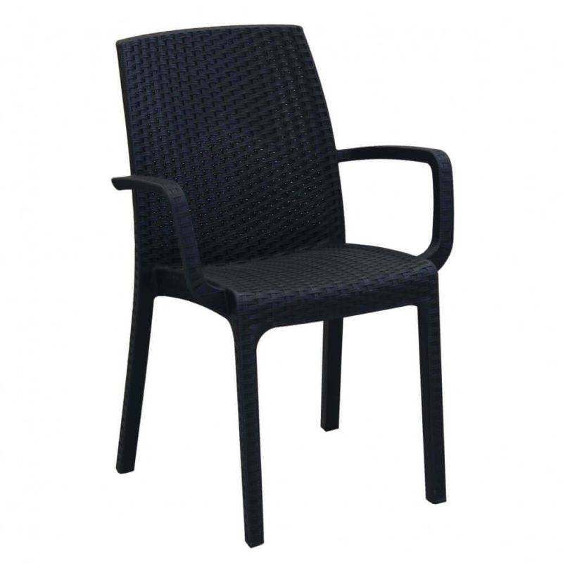 CALIGOLA - set tavolo in resina effetto rattan cm 150 x 90 x 74 h con 4 poltrone Alma
