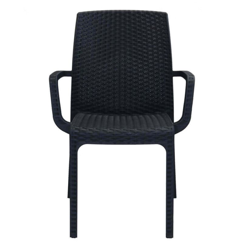 CALIGOLA - set tavolo in resina effetto rattan cm 150 x 90 x 74 h con 4 sedie e 2 poltrone Alma