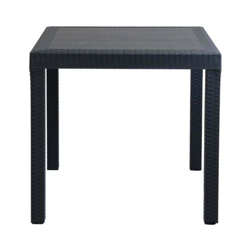CALIGOLA - set tavolo in resina effetto rattan cm 80 x 80 x 74 h con 4 poltrone Alma
