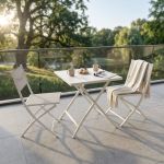 ABELUS - set tavolo in alluminio cm 70 x 70 x 73 h con 2 sedie Gaja