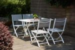 ABELUS - set pieghevole tavolo in alluminio cm 130 x 77 x 73 h con 4 sedie Gaja