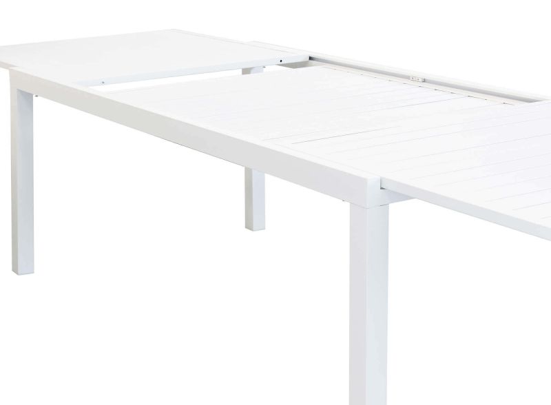 DEXTER - set tavolo in alluminio cm 200/300 x 100 x 74 h con 8 sedie Aulus