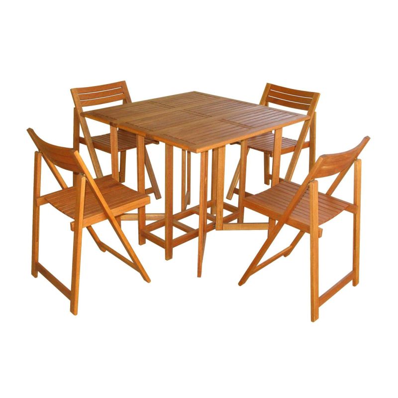 FALCO - set tavolo e 4 sedie in acacia