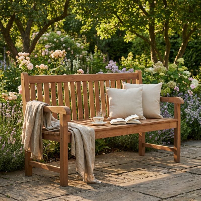 LIGULA - panca da giardino in legno di teak 3 posti