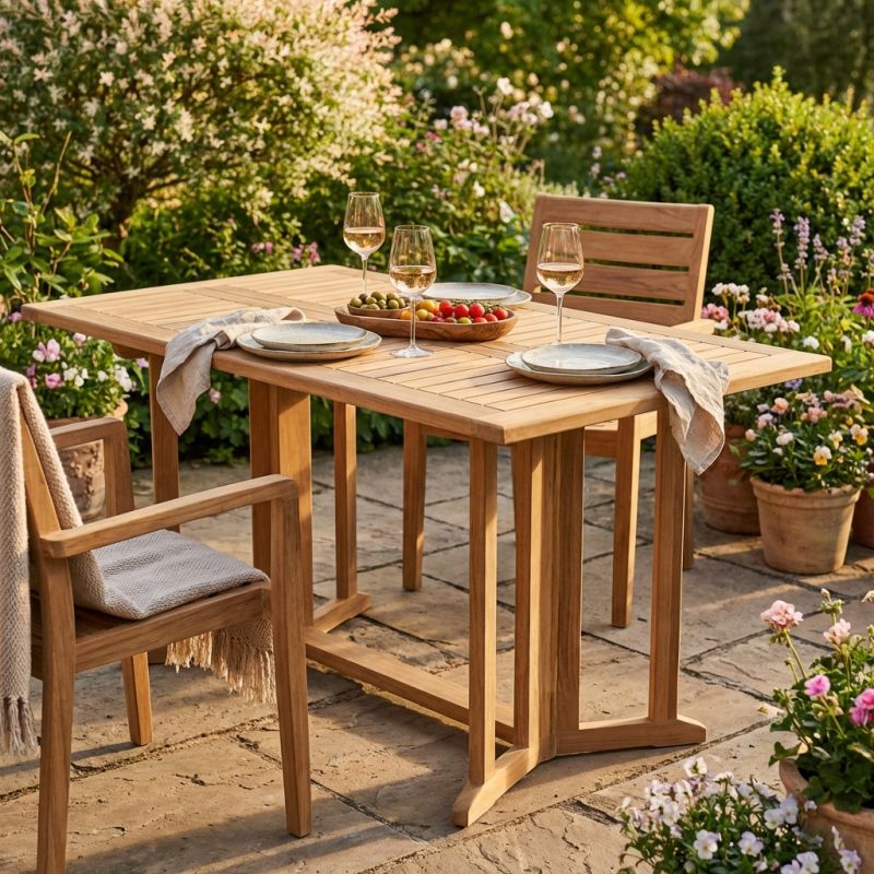CHOROS - tavolo da giardino pieghevole in legno di teak