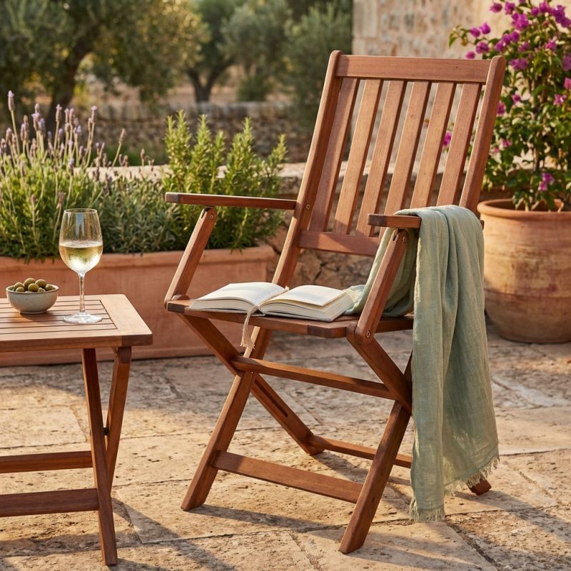 DRESDA - poltrona da giardino pieghevole in legno massiccio di acacia