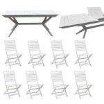 CAESAR - set tavolo in legno massiccio di acacia con 8 sedie Sortis