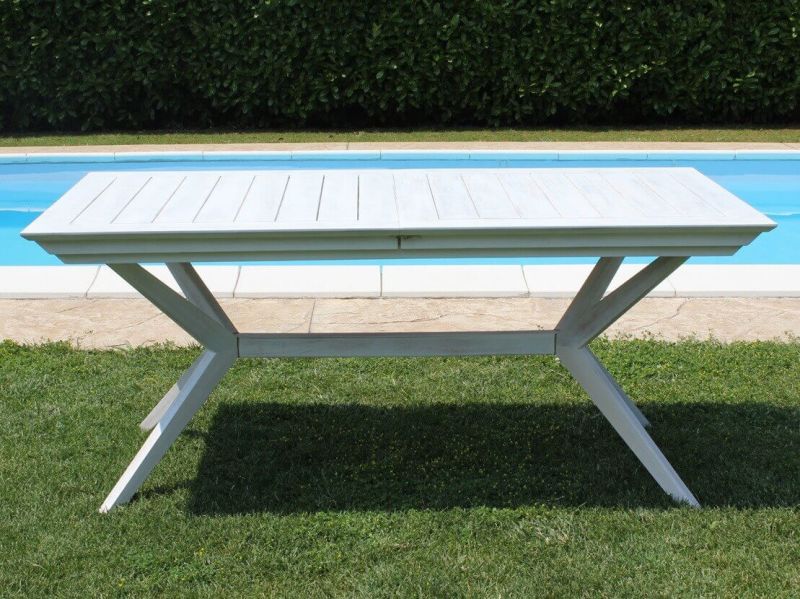 CAESAR - set tavolo in legno massiccio di acacia con 8 sedie Sortis