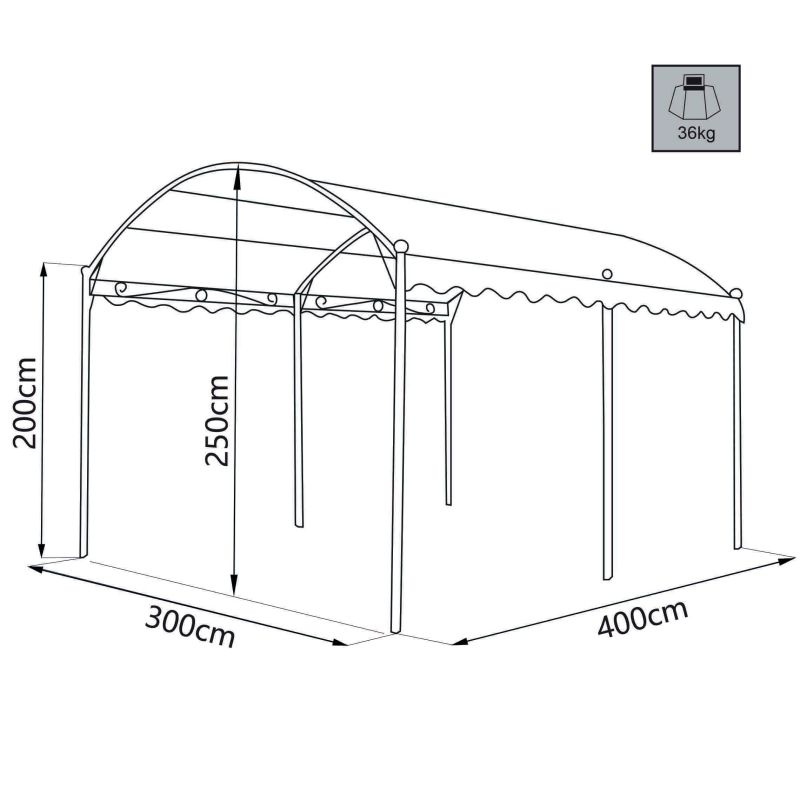 AORNOS - gazebo da giardino a onda in acciaio