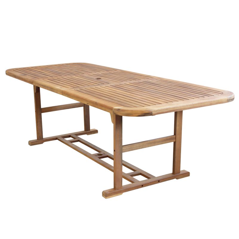 TURRIS - set tavolo in legno massiccio di acacia cm 180/240 x 100 x 74 h con 8 sedie e 2 poltrone Mulier