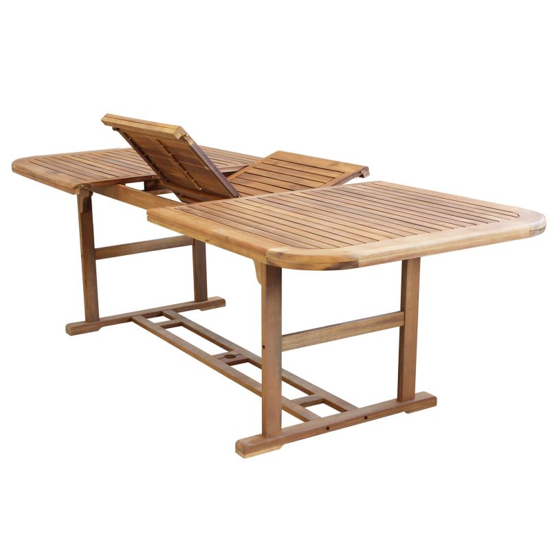 TURRIS - set tavolo in legno massiccio di acacia cm 180/240 x 100 x 74 h con 8 sedie e 2 poltrone Mulier