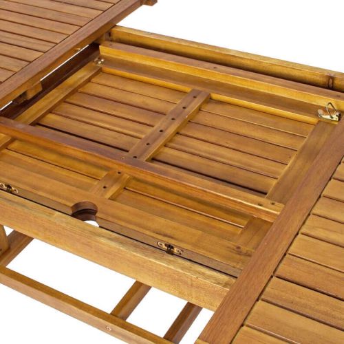 TURRIS - set tavolo in legno massiccio di acacia cm 180/240 x 100 x 74 h con 4 sedie e 2 poltrone Mulier
